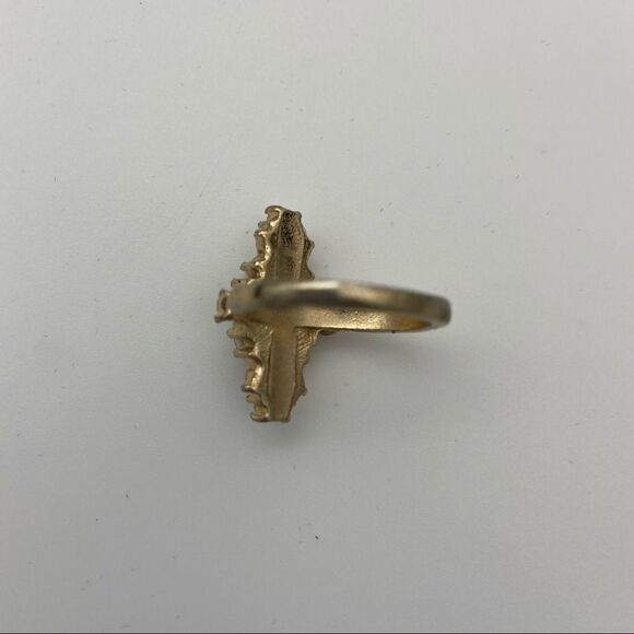 Marbled oval and rhinestone studded ring - 7.25 - Picture 9 of 10